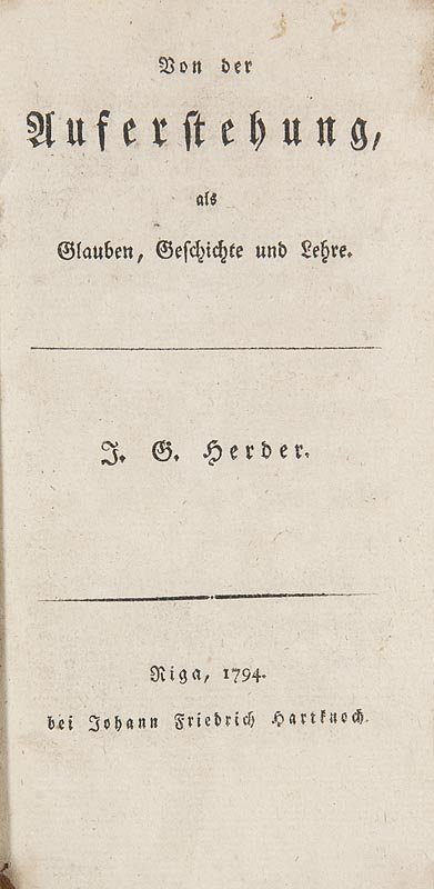 Herder, Johann Gottfried von Von der Auferstehung, als (1 of 1)