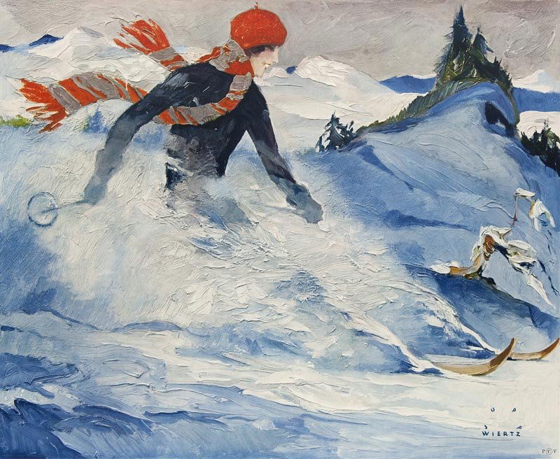 Wiertz, Jupp Christiania - Skiläuferin. Farbiges Plakat (1 of 1)