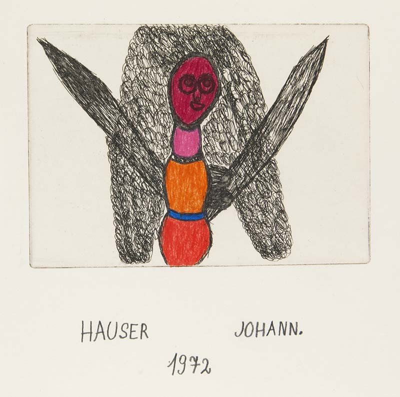Hauser, Johann o.T. (oranges Quadrat u. Engel). 1971 u. (1 of 1)