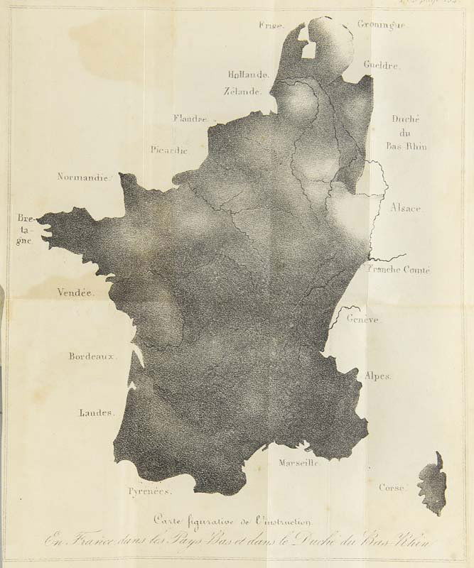 Quetelet, A Sur l'homme et le développement des ses: Quetelet, A Sur l'homme et le développement des ses facultés, ou essau de physique sociale. 2 Bde. in 1 Bd. Mit 2 mehrf. gef. lith. Karten und 4 mehrf. gef. Tafeln. Brüssel, Hauman, 1836.1 Bl., XVI