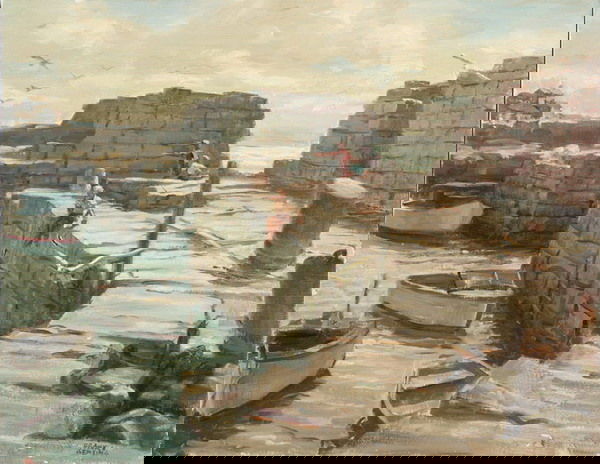 FRANK C. BENSING (American, 1893-1983). SEA WALL: FRANK C. BENSING (American, 1893-1983). SEA WALL CAPE ANN, signed lower right. Oil on canvas - Unframed: 16 in. x 20 in. EXHIBITED: Salmagundi Club, Annual Oil Exhibition, 1966.