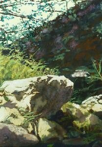 PETER NELSON (American, mid 20th century). ROCK S: PETER NELSON (American, mid 20th century). ROCK STUDY, signed and dated '72 lower right. Oil on canvas. - 20 in. x 14 in.