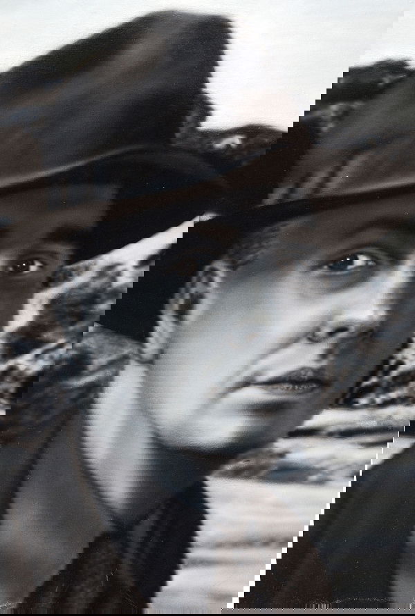 GARY RIESTER (American, 20th Century). EDWARD HOPP: GARY RIESTER (American, 20th Century). EDWARD HOPPER, signed, dated '80, and titled on reverse. Oil on canvas - Unframed: 36 in. x 30 in.