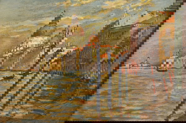 ATTRIBUTED TO JANE PETERSON (American, 1876-1965): ATTRIBUTED TO JANE PETERSON (American, 1876-1965). SANTA MARIA DEL SALUTE (VENICE), signed "Jane Peterson" lower right. Oil on canvas - 15 in. x 20 in.