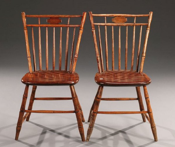 A GROUP OF FIVE WINDSOR SIDE CHAIRS, 19t