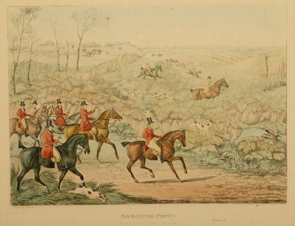 SET OF FOUR ENGLISH HAND-COLORED ENGRAVI
