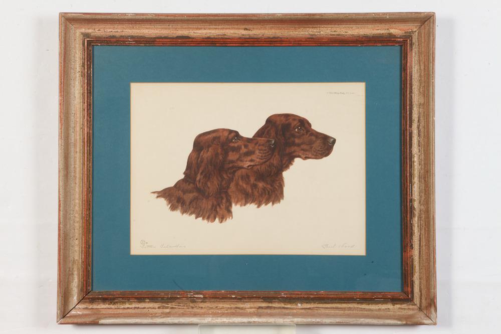 PAUL WOOD (American, 1897-1964). Setters Irlandais, circa 1935, Etching on paper. Stamped upper (1 of 2)