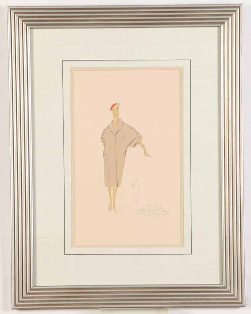SIX MID 20TH CENTURY FASHION PLATES, - each one is 16 x 10 in; frame: 27 x 20 in. (1 of 6)