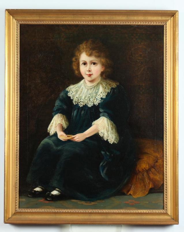 AMERICAN SCHOOL (20th century). PORTRAIT OF A GIRL, oil on canvas.: AMERICAN SCHOOL (20th century). PORTRAIT OF A GIRL, oil on canvas - Framed, 33 in. x 26 in.