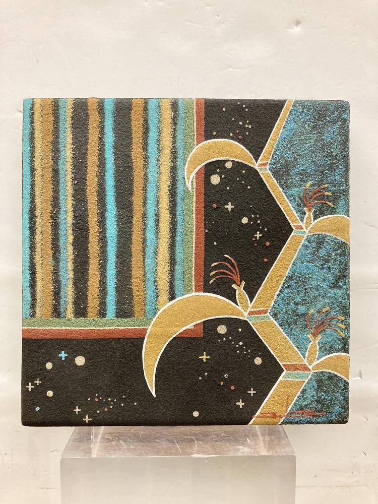 JOE BEN JR. (American, born 1958). Untitled, Unique contemporary Navajo sand painting on a wood (1 of 7)