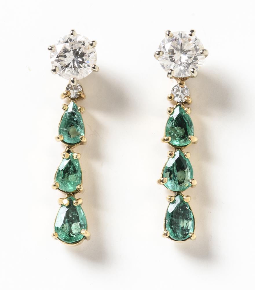 PAIR 14K WHITE GOLD MOUNTED BRILLIANT-CUT ROUND DIAMOND STUD EARRINGS WITH REMOVABLE YELLOW GOLD, (1 of 1)