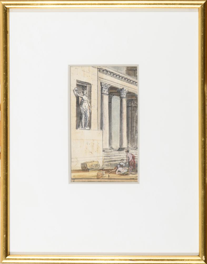 CONTINENTAL SCHOOL (19th Century or earlier). Old master drawing (watercolor and ink) of Roman (1 of 1)