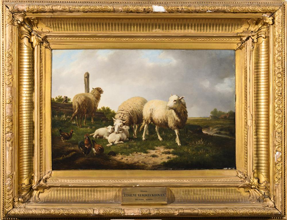 EUGENE JOSEPH VERBOECKHOVEN (Belgium, 1798 - 1881). Sheep, 1861, Oil on canvas. Signed and dated (1 of 10)