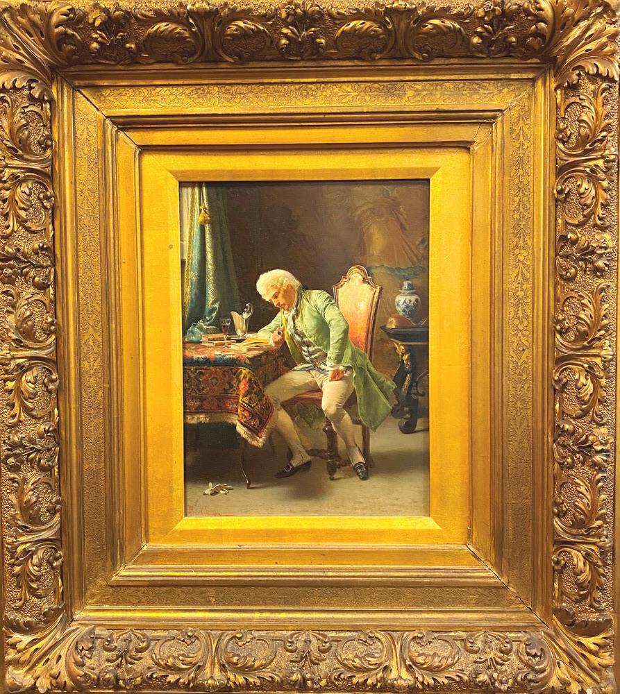 TITO CONTI (Italian, 1842 - 1924). Young man working, Oil on canvas. Signed lower left hand corner. (1 of 13)