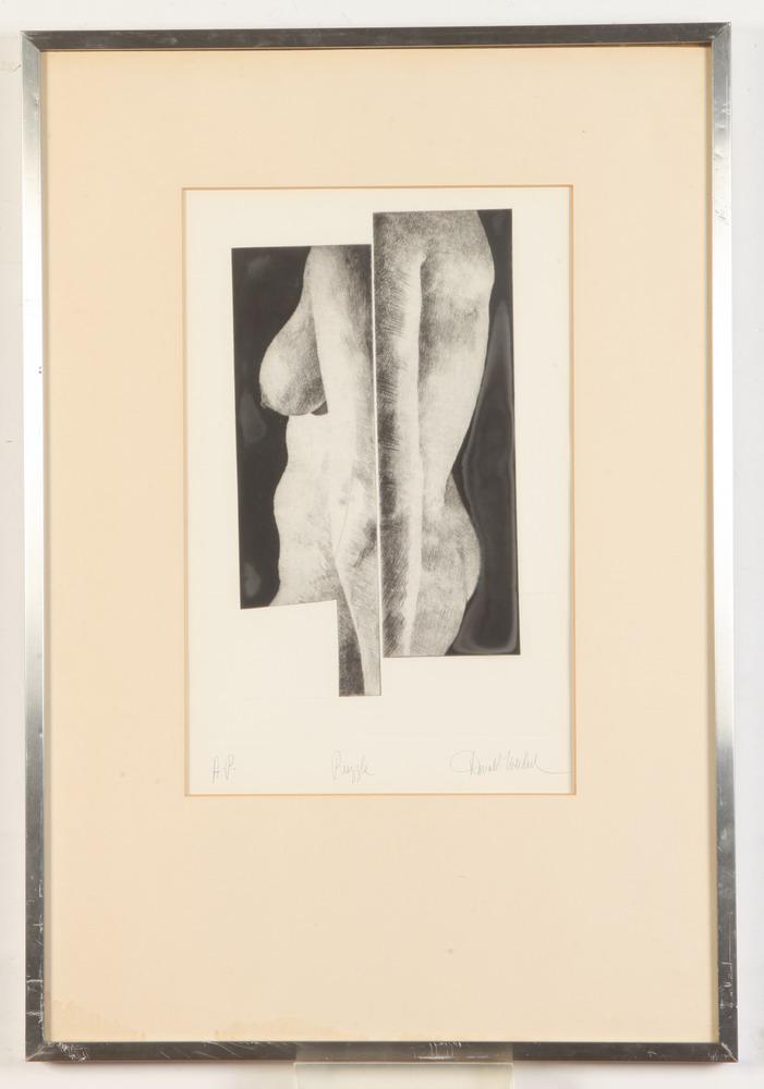 DONALD WEIDUL (American, 20th Century). Puzzle, Limited edtion etching on paper. Pencil signed, and (1 of 2)