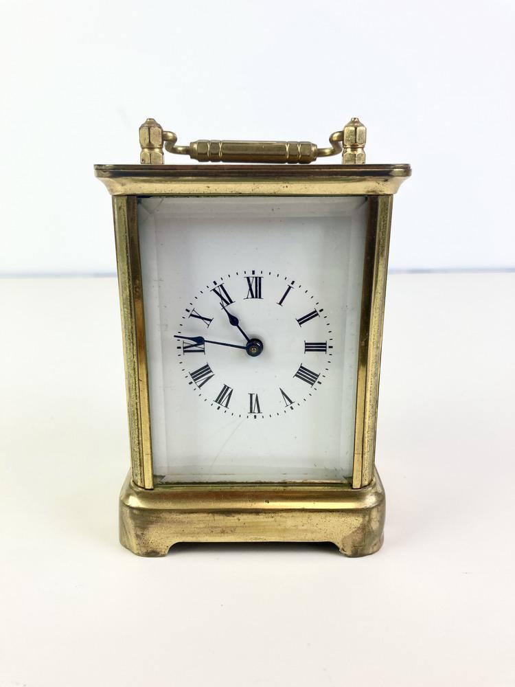 WATERBURY CLOCK CO. BRASS-CASE CARRIAGE CLOCK WITH ALARM MOVEMENT. Typical form. H: 4 3/4 in., with (1 of 7)