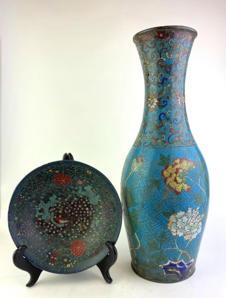TWO PIECES 19TH CENTURY CHINESE CLOISONNE, (1 of 10)