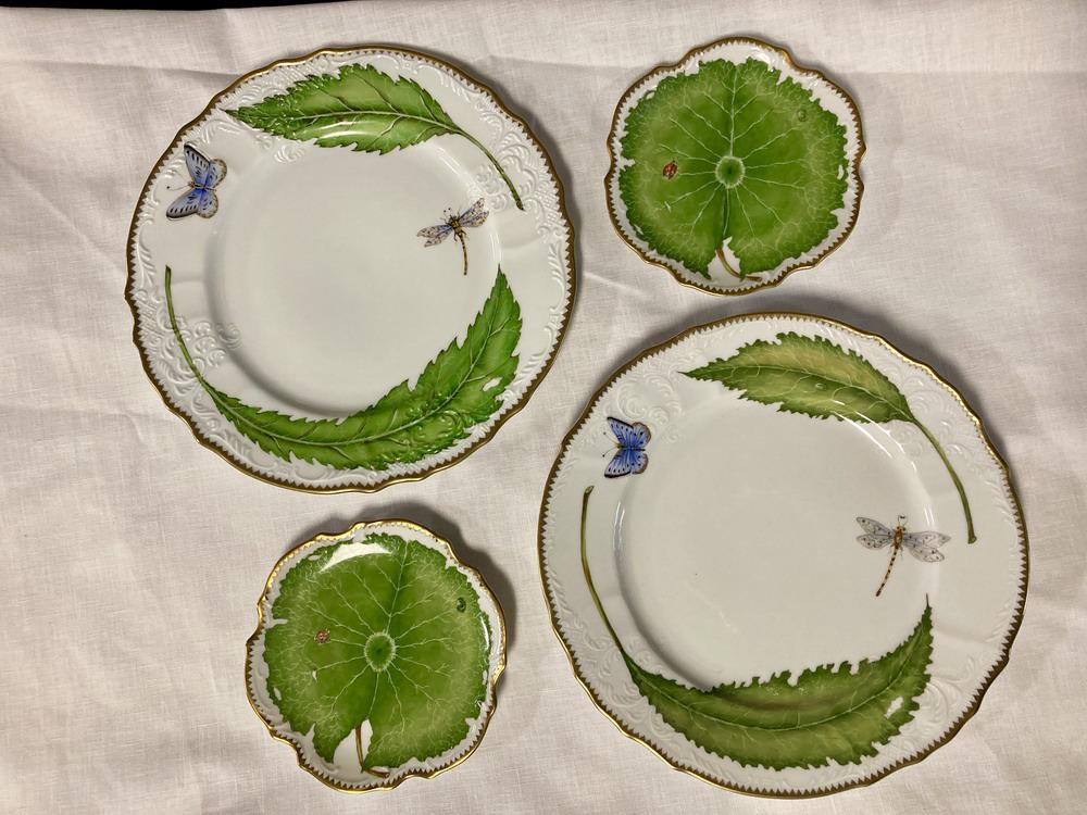 18-PIECE SERVICE ANNA WEATHERLEY HAND-PAINTED PORCELAIN TABLEWARE,   made in Hungary.  Painted with (1 of 6)