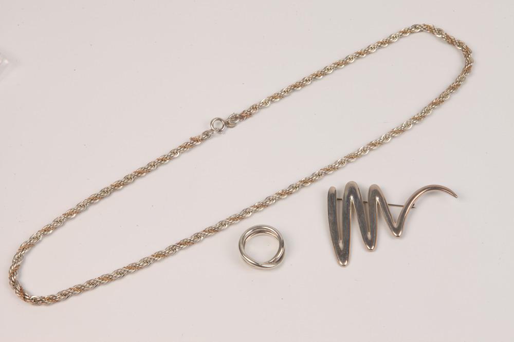 THREE ITEMS SIGNED TIFFANY & CO. STERLING SILVER JEWELRY, (1 of 1)