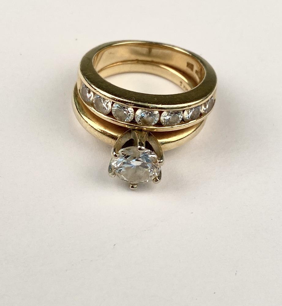 14K YELLOW AND WHITE GOLD AND DIAMOND ENGAGEMENT RING SOLDERED TO