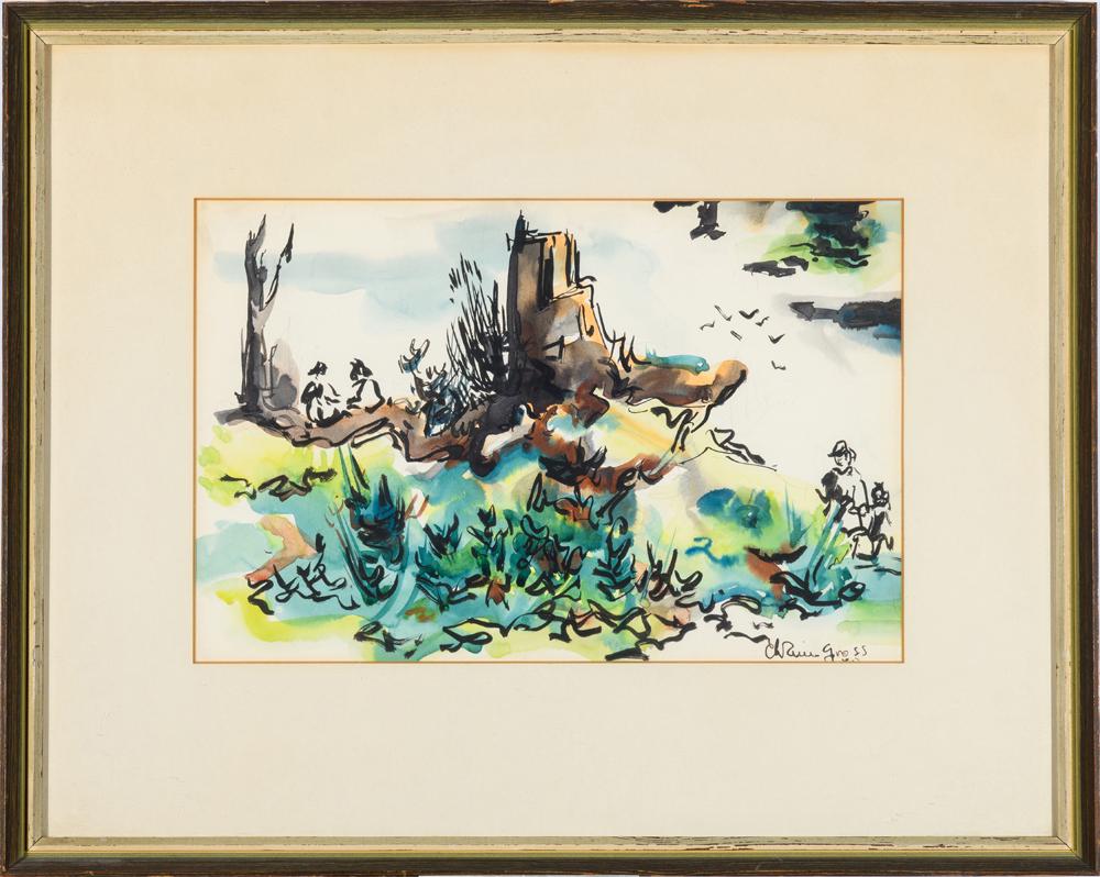 CHAIM GROSS (Polish / American, 1904 - 1991).   Untitled, circa 1940,  Watercolor on paper. Signed (1 of 2)