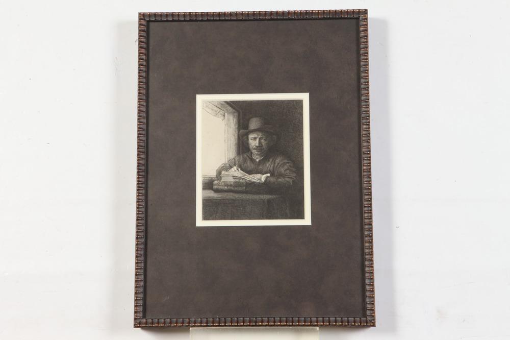 ARMAND DURAND (French, 1831-1905).   Rembrandt's Self-Portrait etching at a Window,  Original (1 of 1)