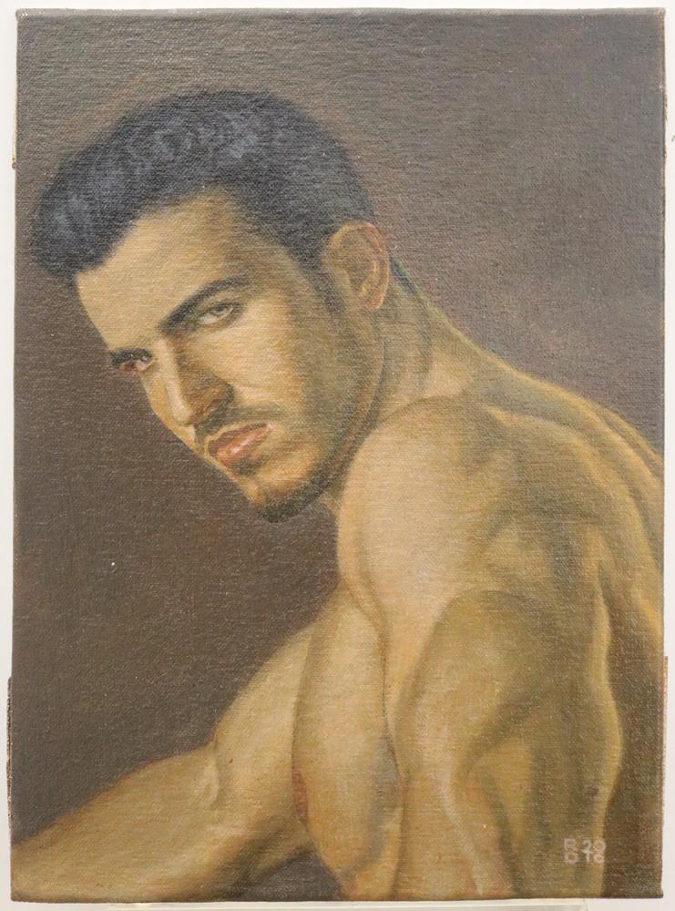 RICKIE DU BURKE (American / Mexican, born 1967).   Untitled, 2016,  [LGBTQ+ INTEREST]. Oil on (1 of 2)