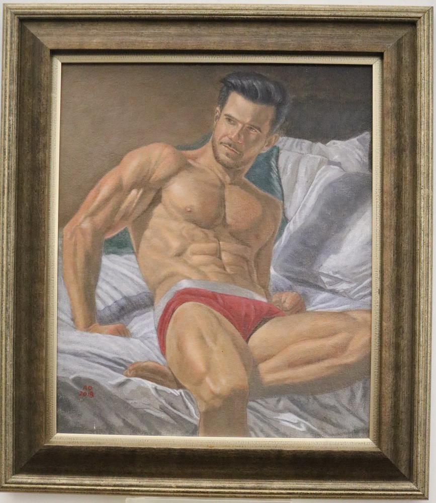 RICKIE DU BURKE (American / Mexican, born 1967).   Untitled, 2018,  [LGBTQ+ INTEREST]. Oil on (1 of 4)