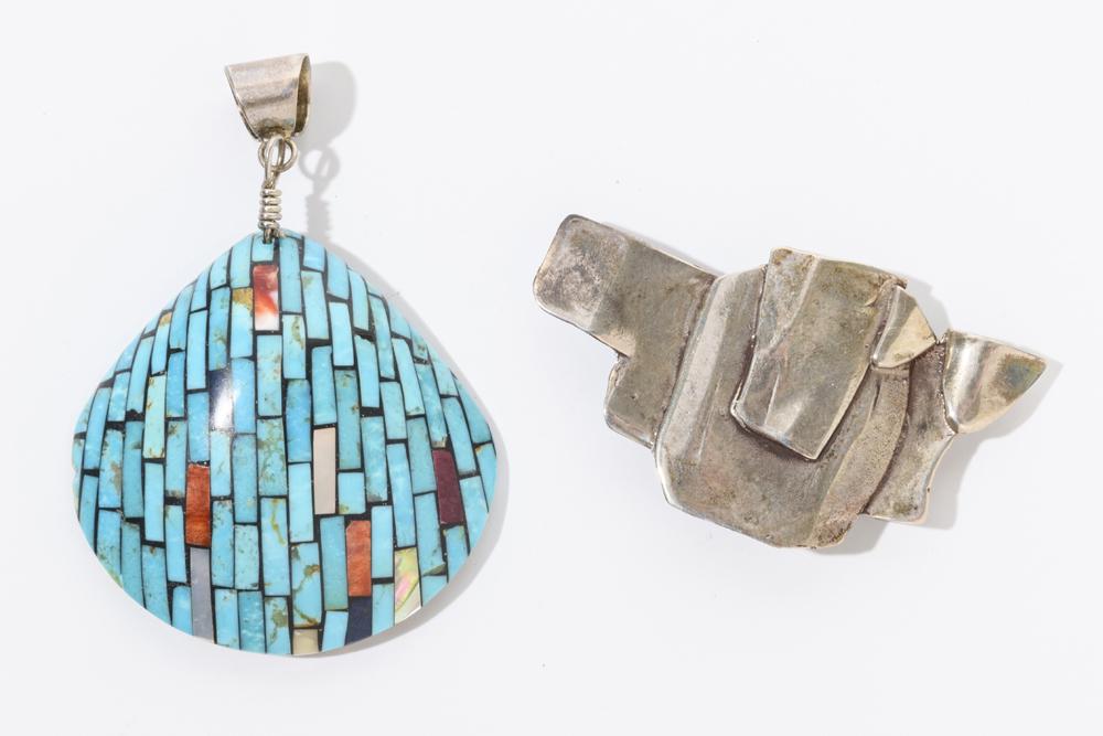 TWO PIECES SILVER/SILVERPLATED JEWELRY, (1 of 1)