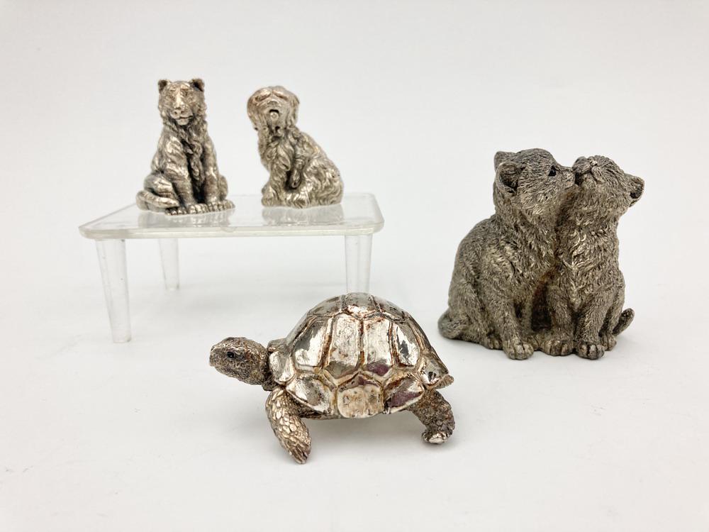 FOUR ENGLISH STERLING SILVER/WEIGHTED STERLING ANIMAL FIGURES, (1 of 14)