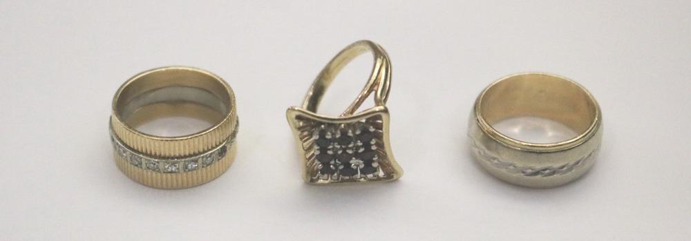 THREE ASSORTED YELLOW GOLD RINGS (1 of 6)