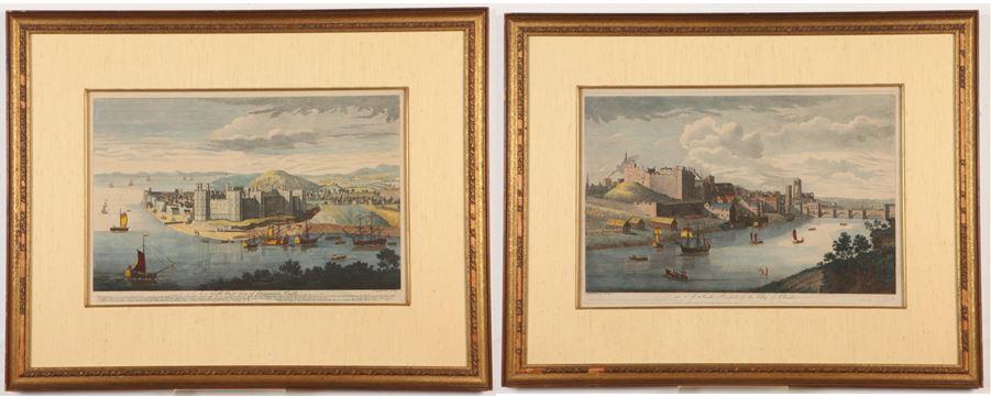 JOHN BOYDELL (English, 1720-1804). A Pair: "A South Prospect of the City of Chester" and "A North (1 of 3)