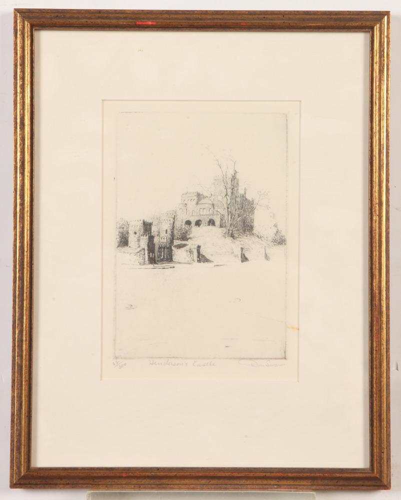 DON SWANN (American, 1889 - 1954). Henderson's Castle, Limited edition engraving. Pencil signed, (1 of 1)