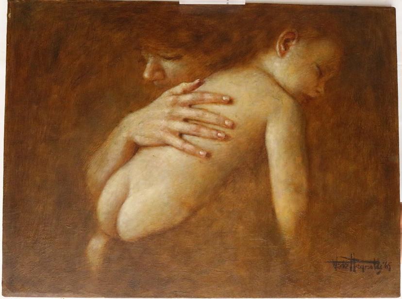 WADE REYNOLDS (American, 1929-2011). Mother and Child, 1965, Oil on canvas. Signed and dated lower (1 of 2)