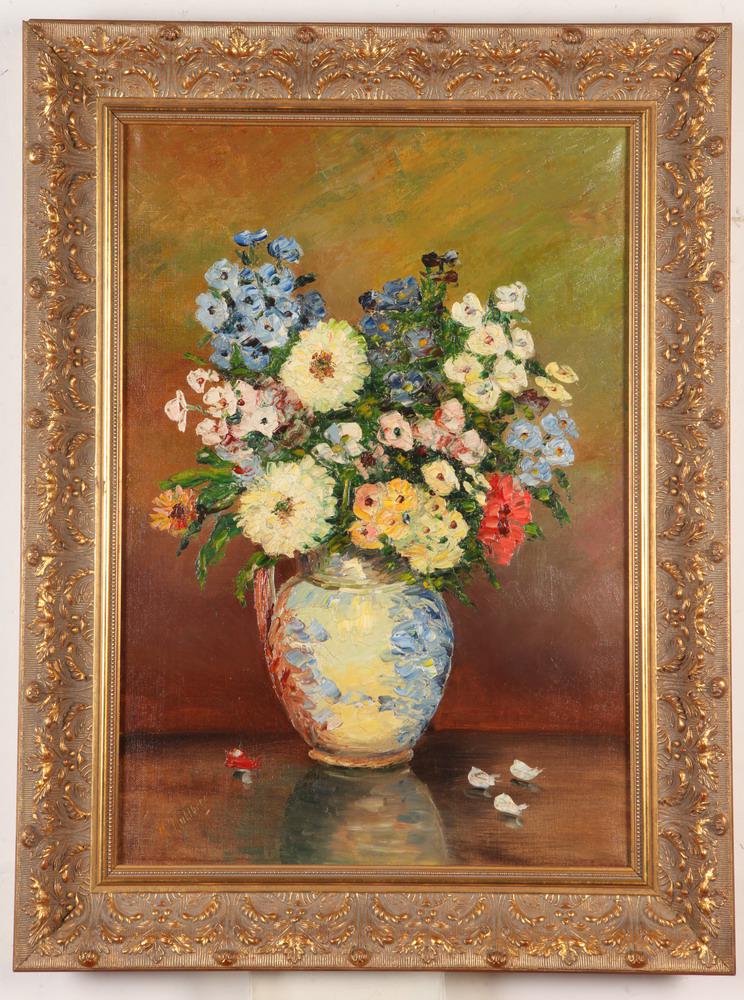 HANS K. NEUBERT (German, 20th Century). Summer Flower Bouquet, Oil on canvas. Signed lower left (1 of 6)