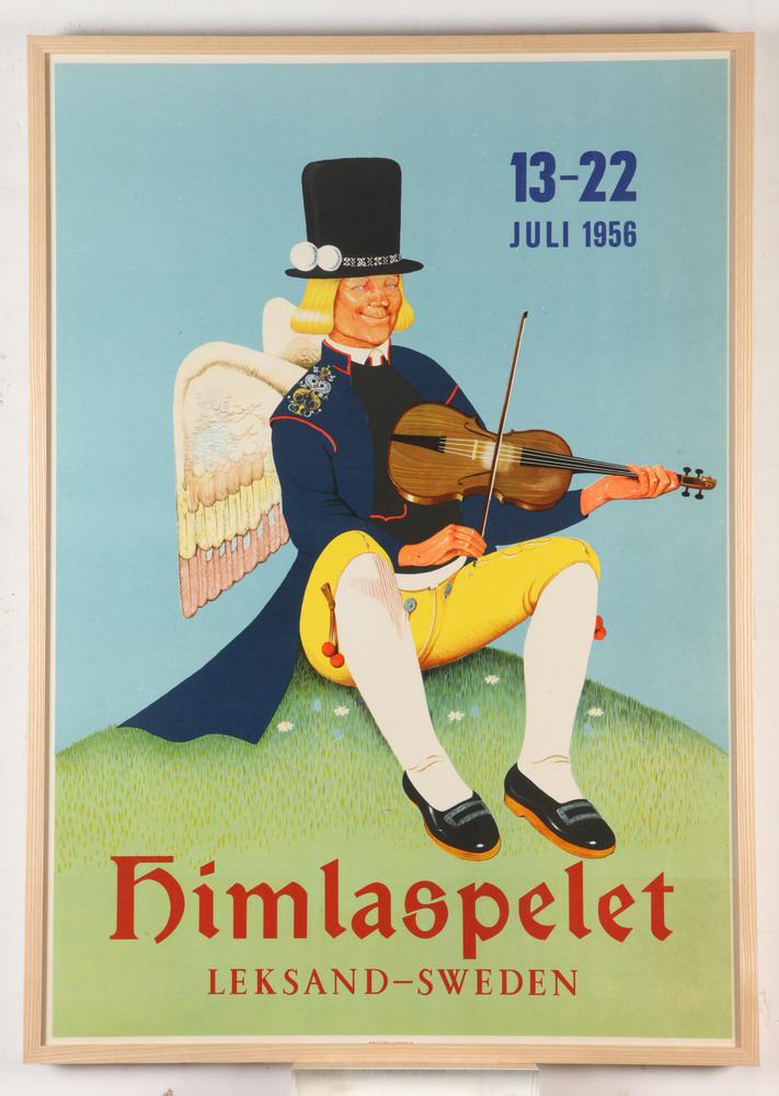 POSTER ADVERTISING THE JULY 1956 PERFORMANCES OF THE PLAY HIMLASPELET IN LEKSAND, SWEDEN. (1 of 1)