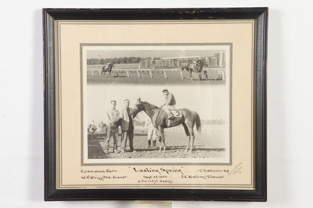 JERRY VITOUS (American, 20th Century). Lasting Spring, 1959, Horse racing black and white photo. (1 of 1)