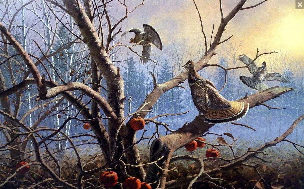 DAVID A. MAASS (American, born 1929). Autumn Orchard - Ruffed Grouse, 1994, Limited edition to 950 (1 of 5)