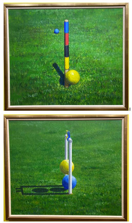 HOWARD CARR (American, born 1947). A Pair: Croquet Details, 2001. Oil on canvas. Verso signed and (1 of 7)
