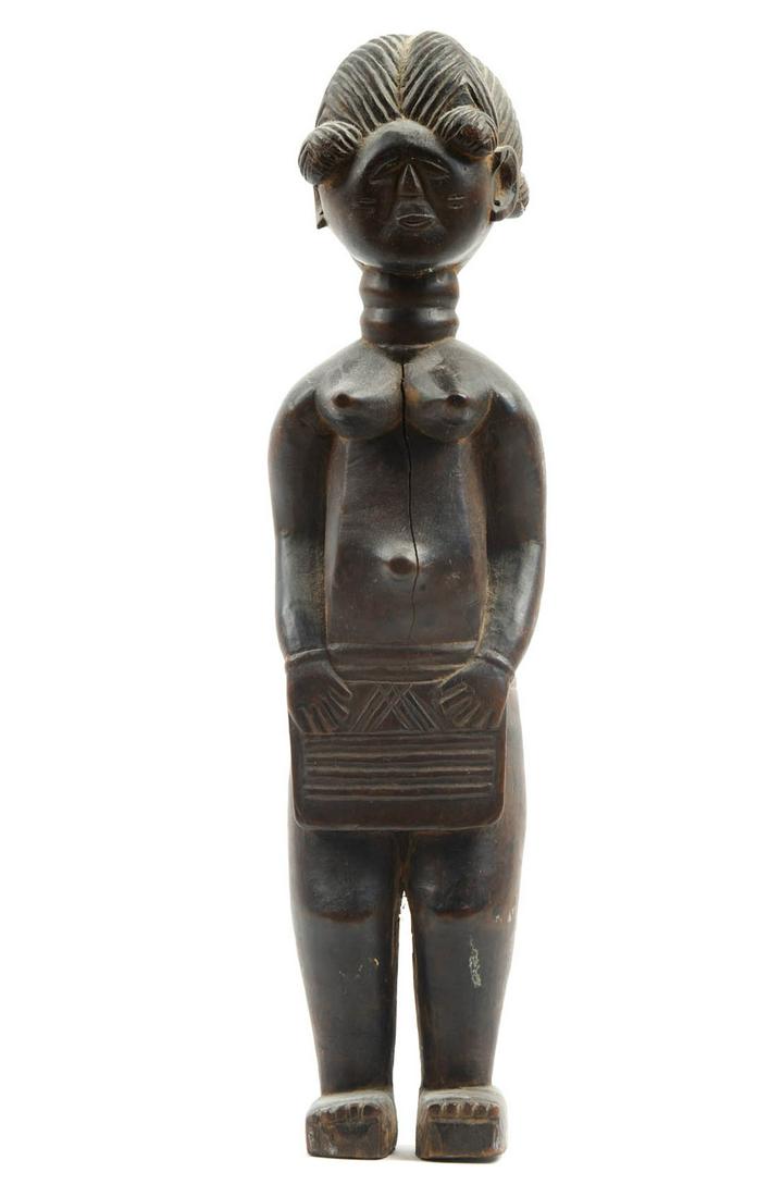 AFRICAN POSSIBLY BAULE WOODEN STATUE, - Height: 14.5 inches. (1 of 7)