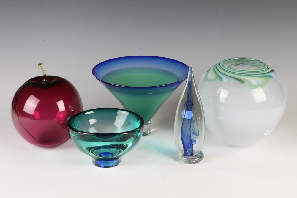 FIVE PIECES CONTEMPORARY ART GLASS , - Tallest, H: 7 in. (1 of 1)
