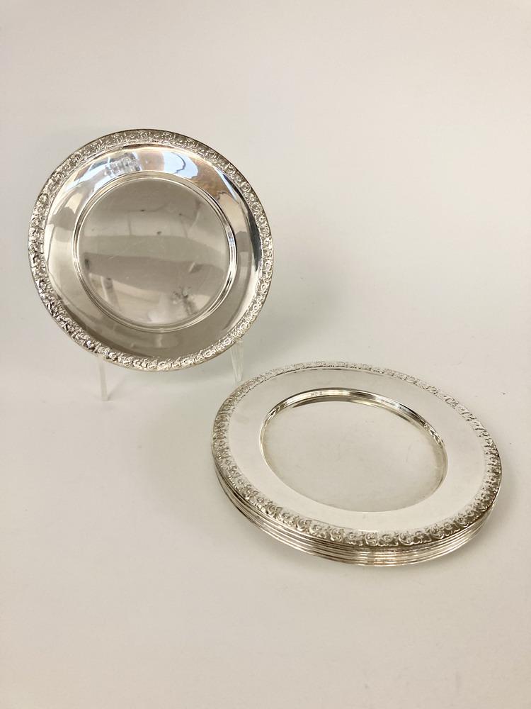 SET EIGHT STERLING SILVER BREAD-AND-BUTTER PLATES, (1 of 2)