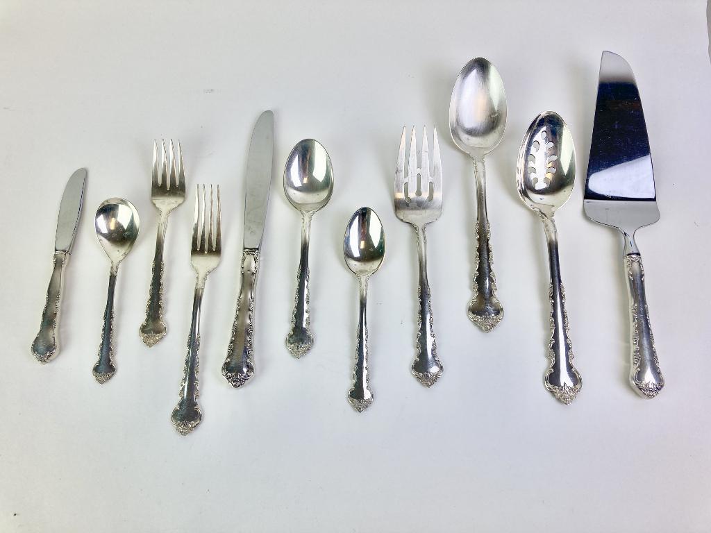 62-PIECE SERVICE TOWLE CO. "PEACHTREE MANOR" PATTERN STERLNG SILVER FLATWARE, (1 of 3)