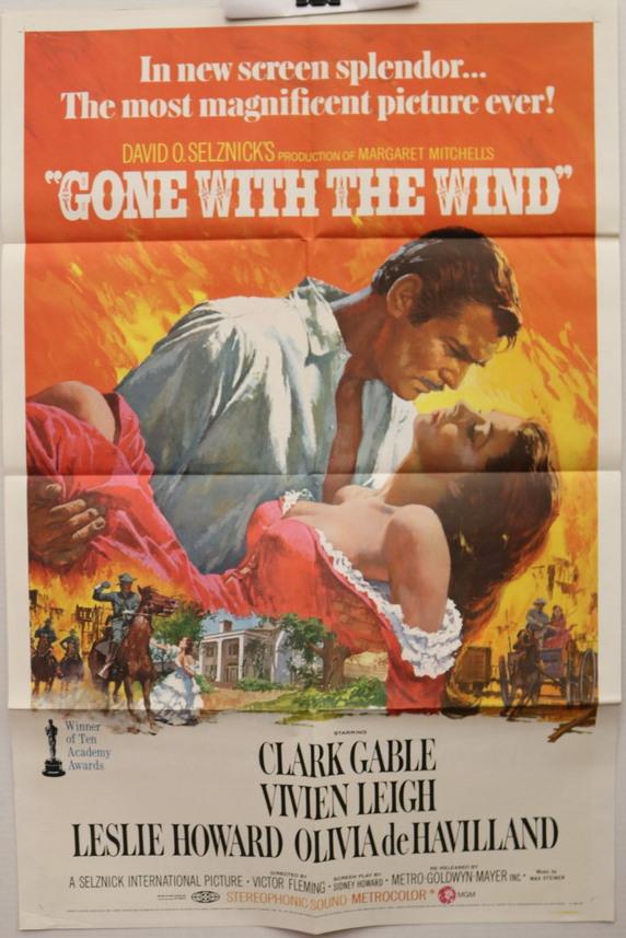 TWO "GONE WITH THE WIND" 1968 RE-RELEASE MOVIE POSTERS. (1 of 6)