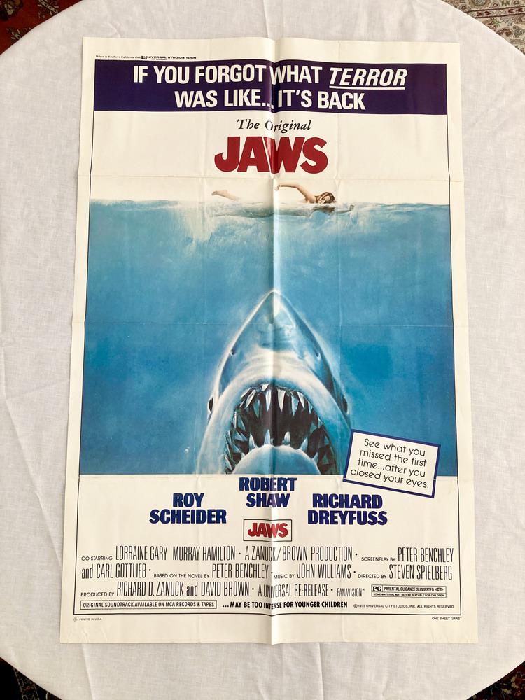 THREE "JAWS" MOVIE POSTERS, (1 of 6)