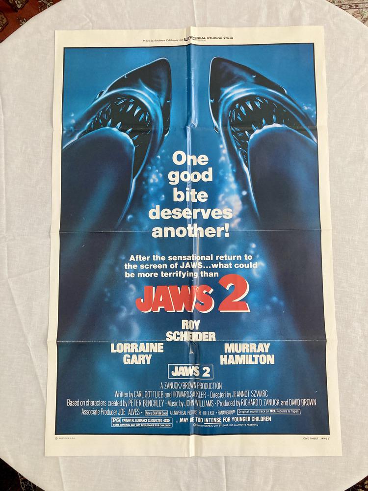 THREE "JAWS 2" MOVIE POSTERS, (1 of 6)