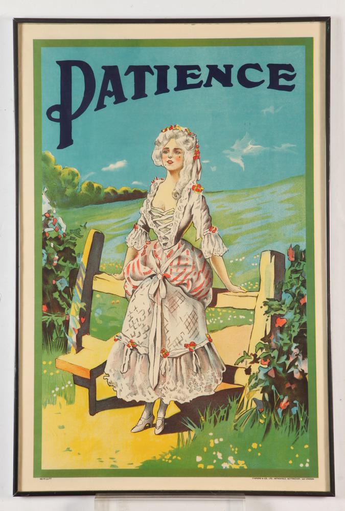 GILBERT AND SULLIVAN OPERA "PATIENCE" LITHOGRAPH, CIRCA 1920. Lithograph. Framed. Not examined out (1 of 1)