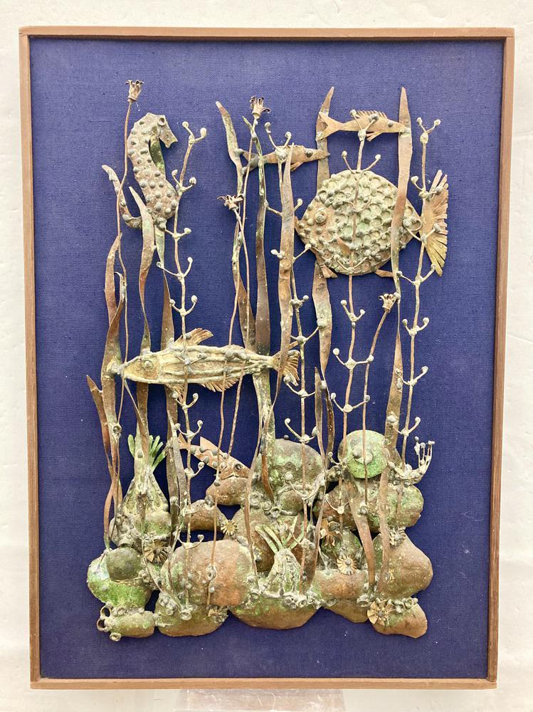 GEORGE MCCANN (American, mid-20th Century). Aquarium Copper Wall Sculpture, Brutalist art seascape (1 of 8)