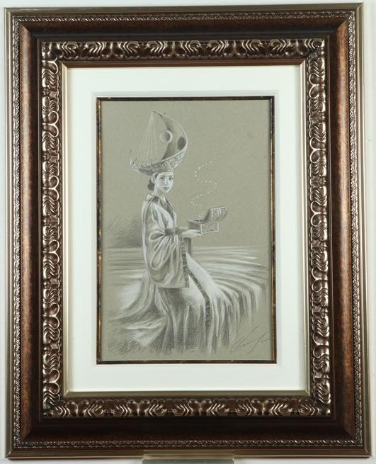 MICHAEL CHEVAL (Russian, born 1966.). Lady of Hurricane, Mised media on paper. Signed lower right (1 of 1)