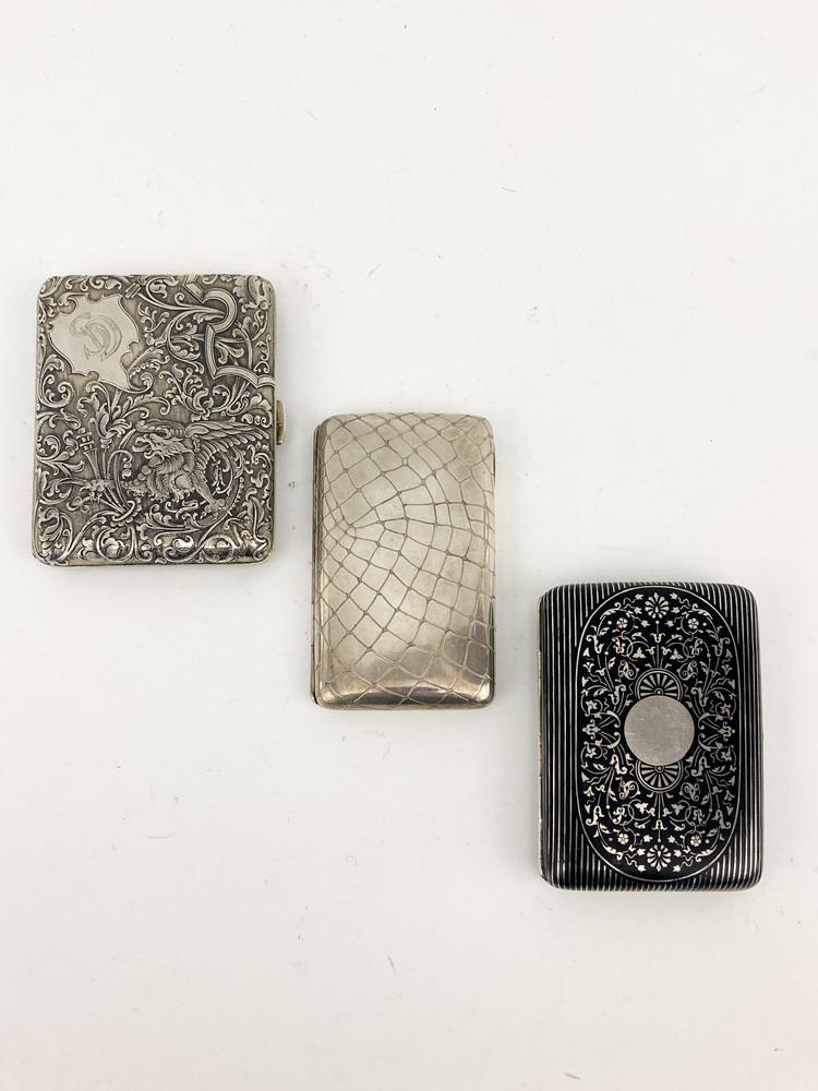 THREE AUSTRIAN SILVER CIGARETTE CASES BY GEORG ADAM SCHEID. - Largest, 2 7/8" x 3 1/4"; Wt.: 9.4 (1 of 11)